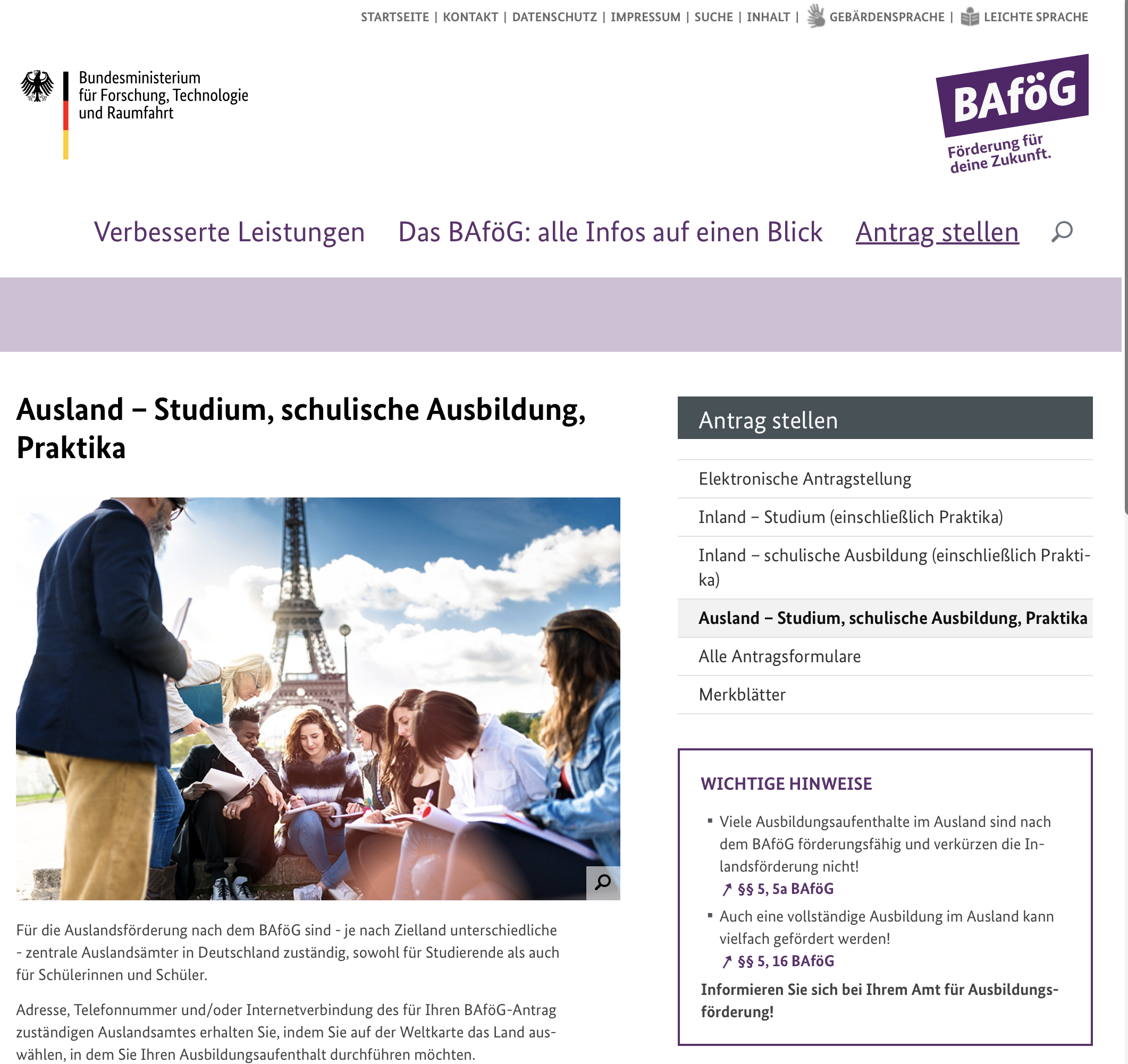 bafög/ausland